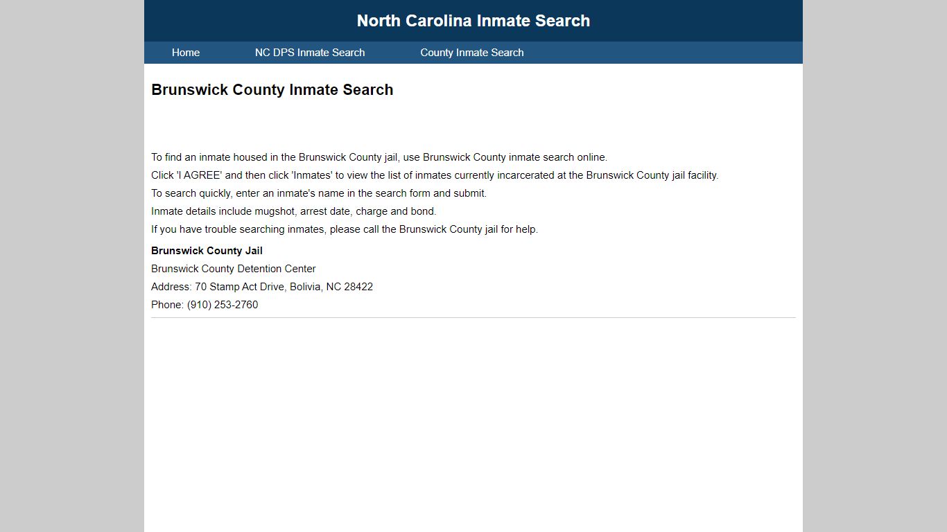 Brunswick County Inmate Search